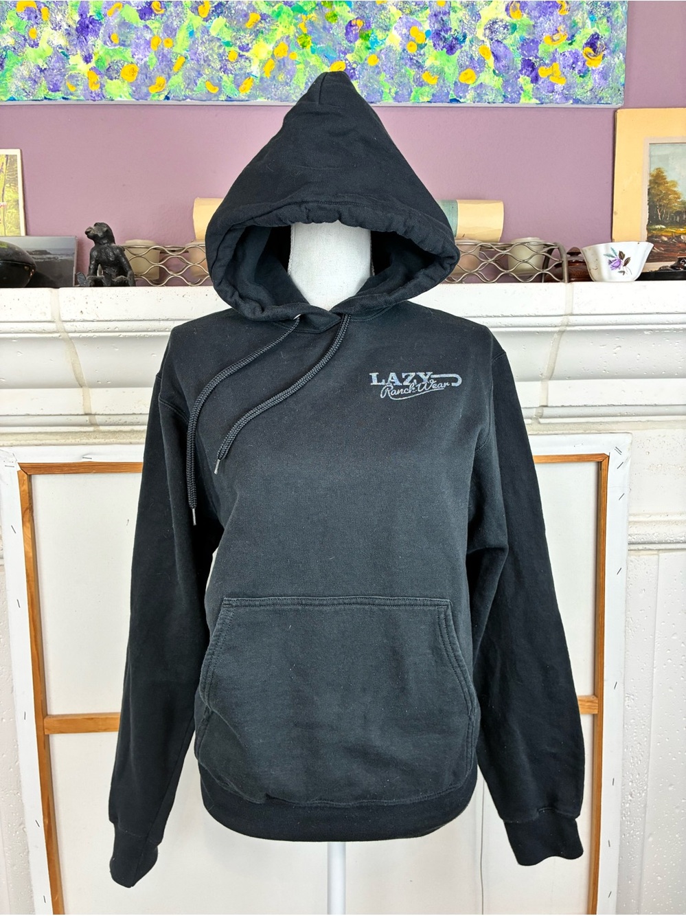 Lazy Ranch Wear Ovetsized Black Hooded Sweatshirt
